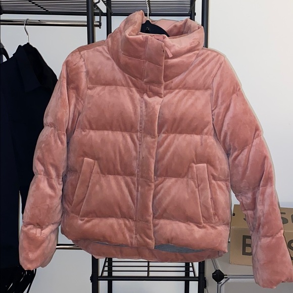 Coats | Pink Velvet Puffer Jacket 